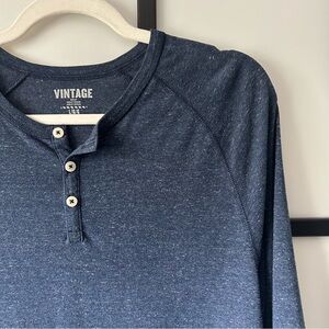 [L] Old Navy Men’s ‘Vintage’ Line Dark Blue Long Sleeve Henley Cotton Poly Blend